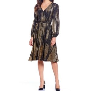 Calvin Klein Gold Tie Waist Cocktail Dress